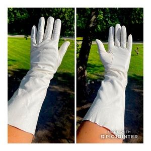 Vintage Long White Leather Dress Gloves